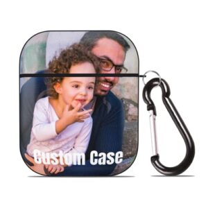 personalized airpod case for apple airpods 1 & 2 gerneration with keychain, custom airpods case cover with your name & photo for men and women