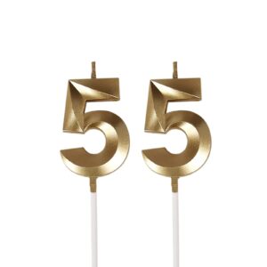 bailym 55 birthday candles,gold number 55th cake topper for birthday decorations party decoration