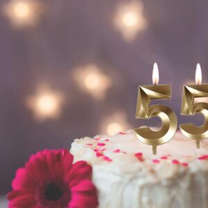 Bailym 55 Birthday Candles,Gold Number 55th Cake Topper for Birthday Decorations Party Decoration