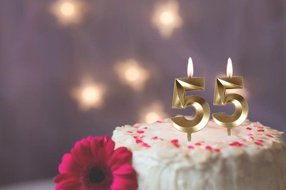 Bailym 55 Birthday Candles,Gold Number 55th Cake Topper for Birthday Decorations Party Decoration