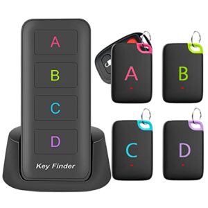 key finders eirix rf item locator with 1 transmitter and 4 receivers, remote control tracker device for finding keys wallet pets, batteries included