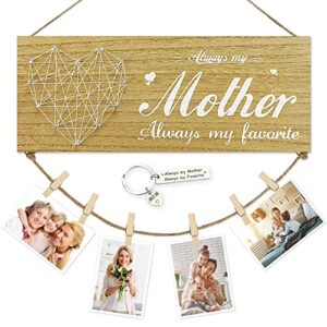 bloce mother's gifts picture frame, wooden hanging photo holder with keychain, brag board for mother's day christmas birthday thanksgiving day