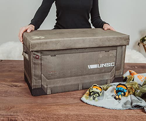 HALO Ammo Crate Collapsible Storage Bin Chest with Lid | Fabric Basket Container with Handles, Cubby Cube Closet Organizer | Video Game Gifts And Collectibles | 24 x 12 Inches