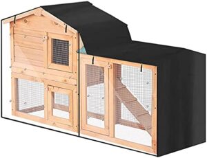 triangle rabbit hutch cover ucare 420d oxford waterproof rabbit guinea pig animal hutch elevated cover dust pet house bunny cage covers (57.9x20.5x33.9in/ 147x52x86cm)
