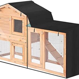 Triangle Rabbit Hutch Cover UCARE 420D Oxford Waterproof Rabbit Guinea Pig Animal Hutch Elevated Cover Dust Pet House Bunny Cage Covers (57.9x20.5x33.9in/ 147x52x86cm)