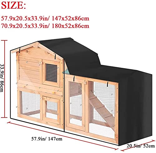 Triangle Rabbit Hutch Cover UCARE 420D Oxford Waterproof Rabbit Guinea Pig Animal Hutch Elevated Cover Dust Pet House Bunny Cage Covers (57.9x20.5x33.9in/ 147x52x86cm)