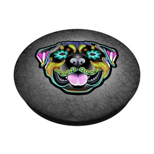Rottweiler - Day of the Dead Sugar Skull Dog PopSockets Swappable PopGrip