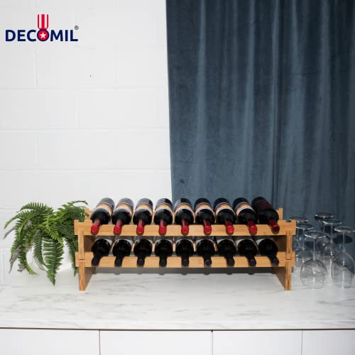 DECOMIL - 18 Bottle Wine Rack | Wine Rack Stand | Modular and Stackable | Wine Bottle Organizer for Countertop (9 Bottle)