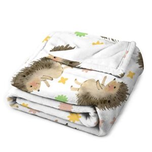 MIGWKOYR Cute Hedgehog Blanket Soft Cartoon Hedgehog Print Throw Blanket For Kids Adults Warm Flannel Fleece Bed Blanket For Couch Sofa Chair Office (Kids)