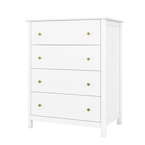 housuit white dresser with 4 drawers, modern dresser chest of drawers, 4 drawer dresser, tall wood dresser storage cabinet for living room, entryway, hallway, ivory white