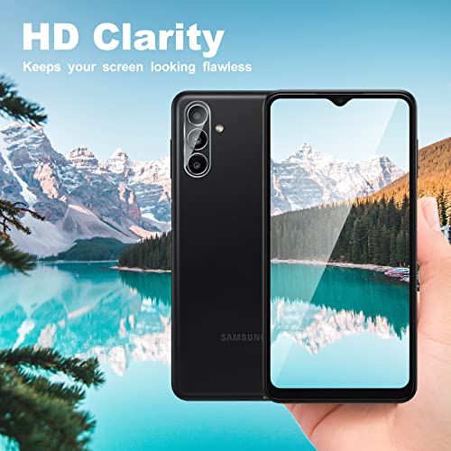 TQLGY 3 Pack Screen Protector for Samsung Galaxy A13 5G / 4G / LTE with 3 Pack Camera Lens Protector, Tempered Glass Film, 9H Hardness - HD - Bubble Free - Anti-Scratch - Easy Installation