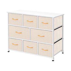 azl1 life concept extra wide organizer 8-drawer closet shelves, dressers storage chest for bedroom, living room, hallway & nursery with easy pull fabric bins wood top, ivory