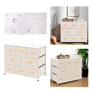 AZL1 Life Concept Extra Wide Organizer 8-Drawer Closet Shelves, Dressers Storage Chest for Bedroom, Living Room, Hallway & Nursery with Easy Pull Fabric Bins Wood Top, Ivory