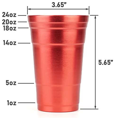 Arora Aluminum Cups, Metal Anodized Multi-Colored Blue, Red, Yellow, Purple Party Cup Set, Aluminum Cold-Drink Cup,24oz Cup Set of 4