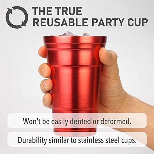 Arora Aluminum Cups, Metal Anodized Multi-Colored Blue, Red, Yellow, Purple Party Cup Set, Aluminum Cold-Drink Cup,24oz Cup Set of 4