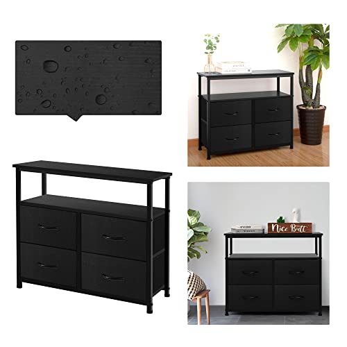 AZL1 Life Concept Dresser with Shelves-Storage Chest for Bedroom, Living Room, Hallway, Closet Organizer with Sturdy Steel Frame, Wooden Shelf, Removable Fabric Drawers, Black