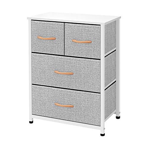 AZL1 Life Concept Dresser Storage Furniture Organizer-Large Standing Chest for Bedroom, Office, Entryway, Living Room and Closet-4 Removable Fabric Drawers, Light Grey