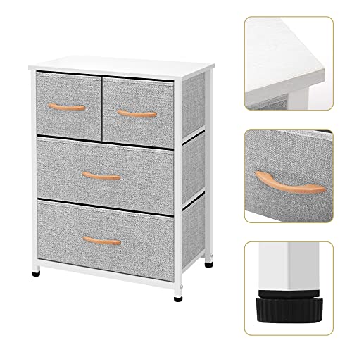 AZL1 Life Concept Dresser Storage Furniture Organizer-Large Standing Chest for Bedroom, Office, Entryway, Living Room and Closet-4 Removable Fabric Drawers, Light Grey