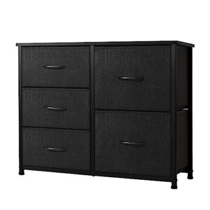 azl1 life concept storage dresser furniture unit-large standing organizer chest for bedroom, office, living room, and closet-5 drawer removable fabric bins, black
