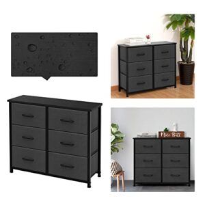 AZL1 Life Concept 6 Drawers Fabric, Tower Dresser for Bedroom, Hallway, Nursery, Entryway, Closets, Sturdy Metal Frame, Wood Tabletop, Easy Pull Handle, 31.5 Inches, Dark Grey