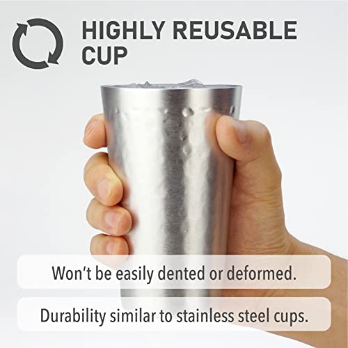 ARORA Aluminum Cups, Metal Anodized Hammered Silver Tumbler Set, Aluminum Cold-Drink Cup 15oz Cup Set of 6