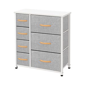 azl1 life concept vertical dresser storage tower, steel frame, wood top, easy pull fabric bins-organizer unit for bedroom, hallway, entryway, closets-7 drawers, light grey