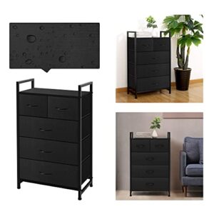 AZL1 Life Concept Fabric 5 Drawers Organizer Unit Easy Assembly Vertical Dresser Storage Tower for Closet, Bedroom, Entryway, Black