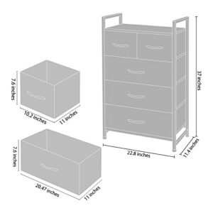 AZL1 Life Concept Fabric 5 Drawers Organizer Unit Easy Assembly Vertical Dresser Storage Tower for Closet, Bedroom, Entryway, Black