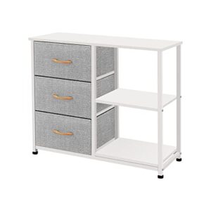 azl1 life concept rustic brown fabric dresser, 4 drawer organizer unit with 2 shelves, storage chest for bedroom, entryway, hallway, living room, office, light grey