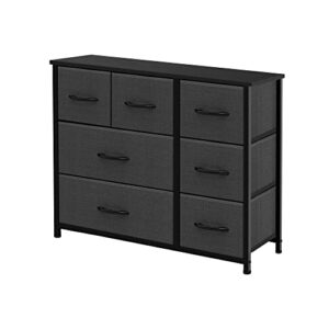azl1 life concept dresser storage furniture organizer-large standing unit for bedroom, office, entryway, living room and closet-7 removable fabric drawers, dark grey