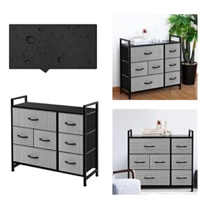 AZL1 Life Concept 7-Drawer Dresser, 3-Tier Storage Organizer, Tower Unit for Bedroom/Hallway/Entryway/Closets-Sturdy Steel Frame, Wooden Top, Removable Fabric Bins, Black and White