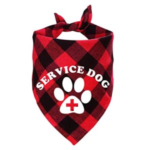 ptzizi funny red plaid cotton triangle service dog bandana for photograph birthday party props scarf scarves decorations, pet dog lovers owner gift