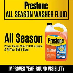 Prestone AS658 Deluxe 3-in-1 Windshield Washer Fluid, All Season, Bug Wash & De-Icer up to -27F, Water Beading Technology, Power Cleans, Safe For Rain Sensing Wipers 1 Gallon Includes NOIS Tissue Pack