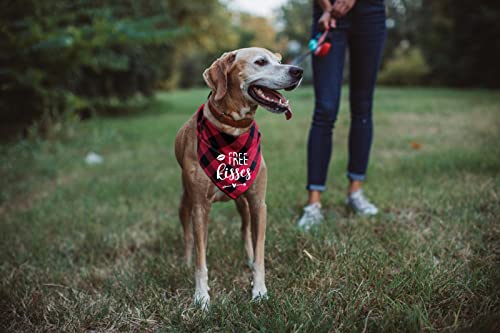 Ptzizi Funny Red Plaid Cotton Valentine's Day Triangle Dog Bandana, Small Medium Large Boys Girls Pet Dog Valentine's Day Wedding Holiday Party Decorations Scarf Bibs Gifts for Pet Dog Lovers