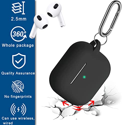 14in1 for AirPods 3 Case Silicone Accessories Set 2021 Released,Protective Cover for AirPods 3 Generation Charging Case w/Ear Tip Cover Hook/Watch Band Holder/Clean Putty/Carry Box/Keychain Black