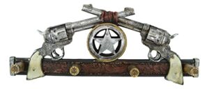 ebros gift rustic western old world dual six shooter revolver gun pistols with western star 4 pegs coat key hat leash wall hanging bullet ammo shaped hooks country decorative organizer