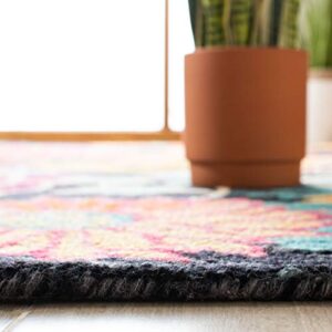Safavieh Aspen Collection Accent Rug - 2' x 3', Charcoal & Blue, Handmade Boho Floral Wool, Ideal for High Traffic Areas in Entryway, Living Room, Bedroom (APN520H)
