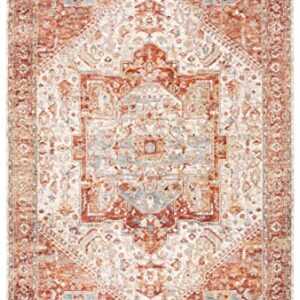 SAFAVIEH Valencia Collection Area Rug - 8' x 10', Ivory & Rust, Vintage Traditional Oriental Design, Non-Shedding & Easy Care, Ideal for High Traffic Areas in Living Room, Bedroom (VAL568B)