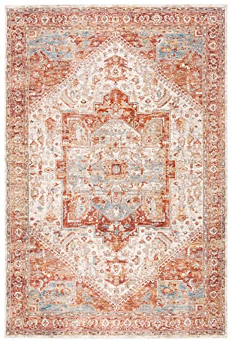 SAFAVIEH Valencia Collection Area Rug - 8' x 10', Ivory & Rust, Vintage Traditional Oriental Design, Non-Shedding & Easy Care, Ideal for High Traffic Areas in Living Room, Bedroom (VAL568B)