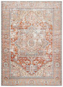 safavieh aria collection accent rug - 2' x 4', rust & taupe, oriental medallion distressed design, non-shedding & easy care, ideal for high traffic areas in entryway, living room, bedroom (ara580p)