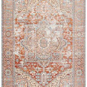 Safavieh Aria Collection Accent Rug - 2' x 4', Rust & Taupe, Oriental Medallion Distressed Design, Non-Shedding & Easy Care, Ideal for High Traffic Areas in Entryway, Living Room, Bedroom (ARA580P)