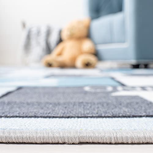 SAFAVIEH Kids Playhouse Collection Area Rug - 8'9" x 12', Grey & Blue, Non-Shedding Machine Washable & Slip Resistant Ideal for High Traffic Areas for Boys & Girls in Playroom, Bedroom (KPH226F)