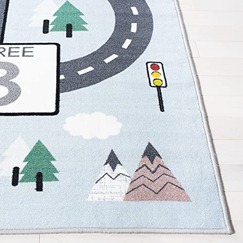 SAFAVIEH Kids Playhouse Collection Area Rug - 8'9" x 12', Grey & Blue, Non-Shedding Machine Washable & Slip Resistant Ideal for High Traffic Areas for Boys & Girls in Playroom, Bedroom (KPH226F)