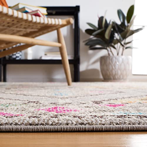 SAFAVIEH Madison Collection Area Rug - 8' x 10', Grey & Beige, Boho Tribal Distressed Design, Non-Shedding & Easy Care, Ideal for High Traffic Areas in Living Room, Bedroom (MAD481F)