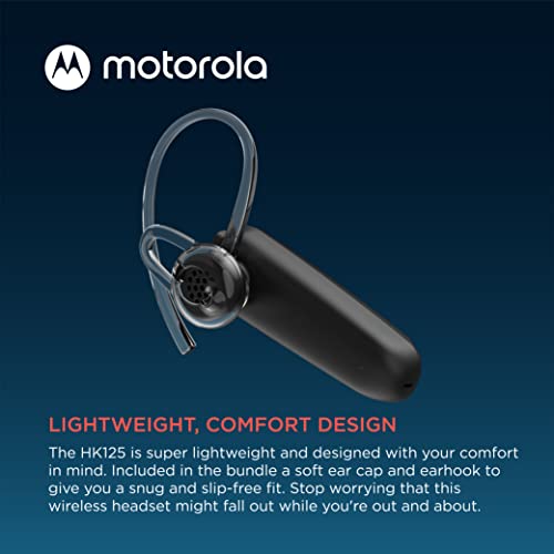 Motorola Bluetooth Earpiece HK125 in-Ear Wireless Mono Headset for Clear Voice Calls - Lightweight, Comfortable Design - 6.5 Hour Talk Time, Voice Assistant Compatible, Multipoint Connectivity