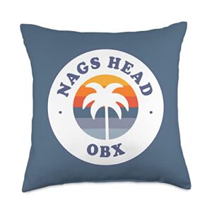 nags head nc outer banks ocean apparel shop nags head beach obx north carolina ocean wave nc throw pillow, 18x18, multicolor