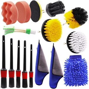 sunxeke 16pcs car detailing brushes cleaning kit automotive cleaning tools set for interior,air vents,dashboard,exterior,wheels, etc.n-023