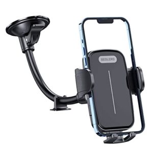 Car Phone Holder Mount, Windshield Phone Mount for Car, Washable Strong Suction Cup, Pulled-Down Support Feet Compatible with iPhone 14 13 12 SE 11 Pro Max XS XR, Galaxy Note 20 S20 S10 and More