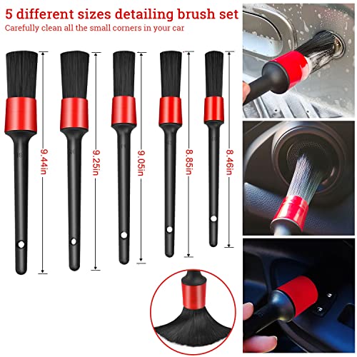 Xboken 27Pcs Car Cleaning Kit with Car Detailing Brush Set,Drill Brush Set,Drill Polishing Pads Kit,Car Cleaning Tool Kit for Engine,Wheels,Interior,Exterior,Leather,Air Vents