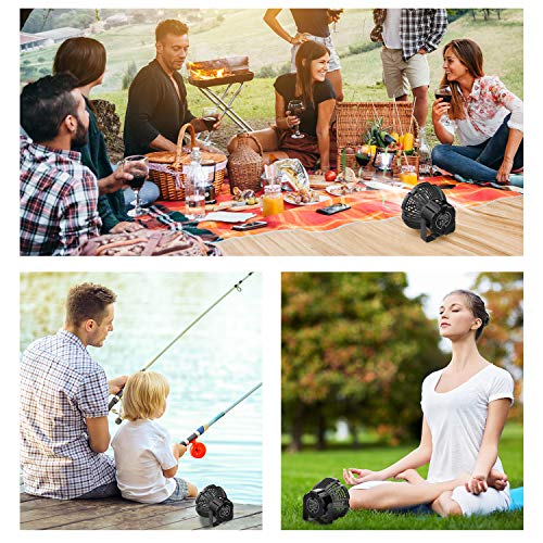 Camping Fan with LED Lantern, 7800mAh Rechargeable Portable Tent Fan with Remote Control, Power Bank, 180°Head Rotation, Perfect Quiet Battery Operated USB Fan for Picnic, Barbecue, Fishing (Black)